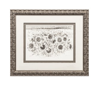 LAMAR DODD, SUNFLOWERS IN BLACK & GRAY WATERCOLOR