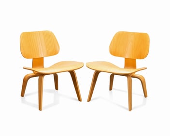 EAMES FOR HERMAN MILLER, PAIR OF LCW LOUNGE CHAIRS