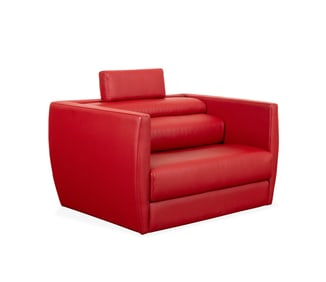 ROCHE BOBOIS, OVERSIZED RED LEATHER LOUNGE CHAIR