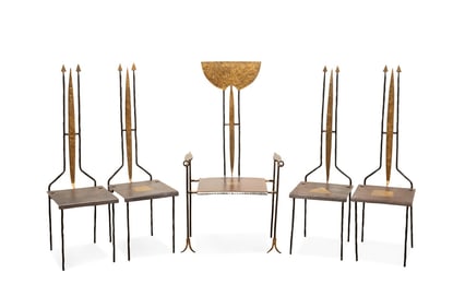 JEAN-JACQUES ARGUEYROLLES, FIVE IRON DINING CHAIRS