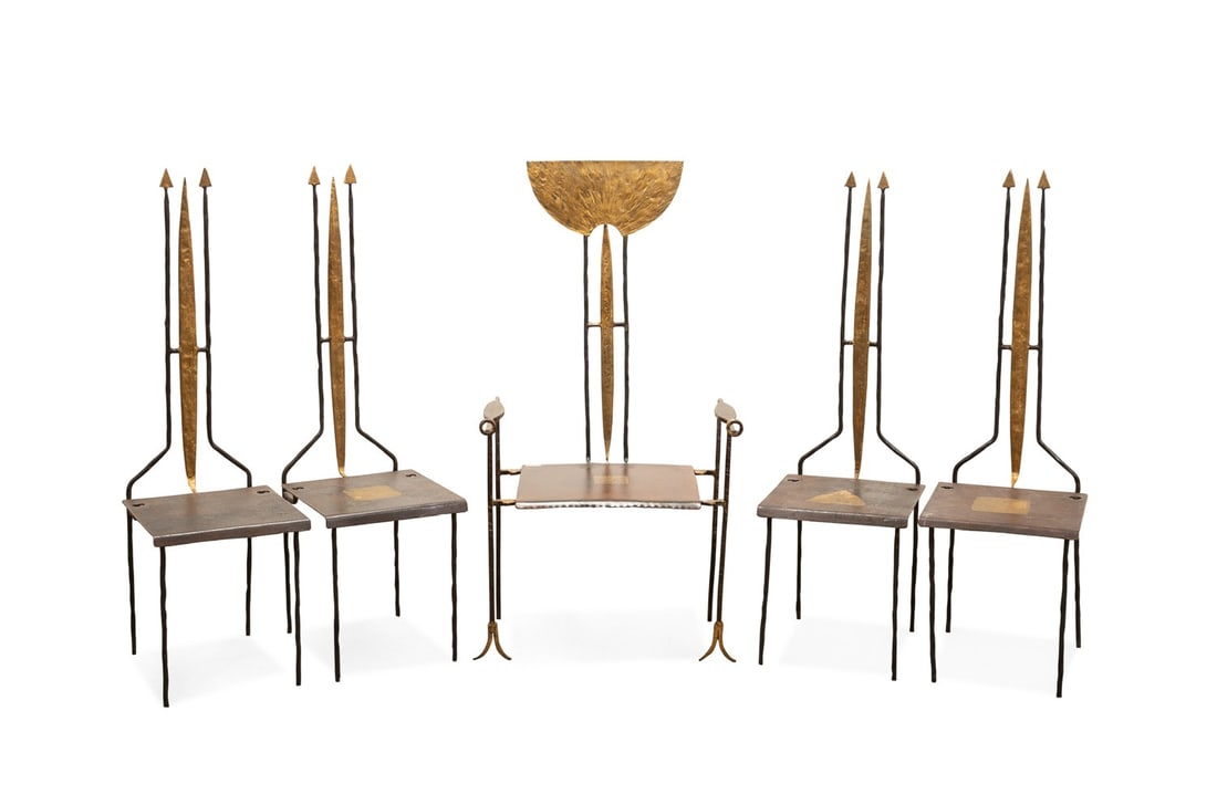 JEAN-JACQUES ARGUEYROLLES, FIVE IRON DINING CHAIRS (1 of 8)