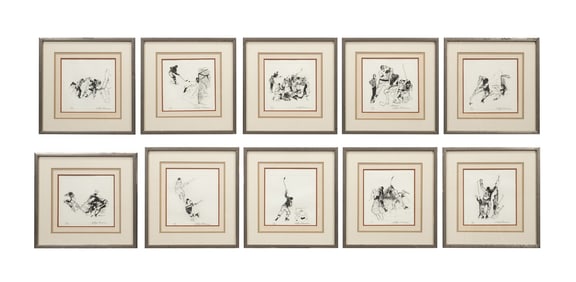 10 LEROY NEIMAN ETCHINGS FROM 'HOCKEY SUITE', 1972