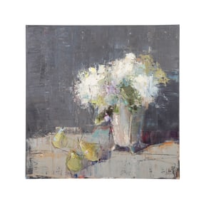 BARBARA FLOWERS, 'THREE PEARS', OIL ON CANVAS