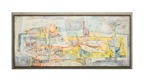 PAUL W. WOOD, MID CENTURY CUBIST STILL LIFE, OIL