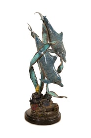 LAURIE WARD "DOLPHINS AT PLAY", BRONZE SCULPTURE