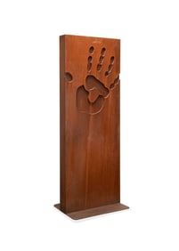 DALE ROGERS, LARGE STEEL MONOLITH WITH HANDPRINT