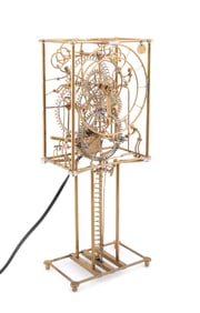 GORDON BRADT FIGURAL METAL KINETIC TALL CLOCK