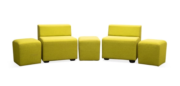 KNOLL GREEN 'K. LOUNGE' MODULAR SEATING GROUP, 5PC