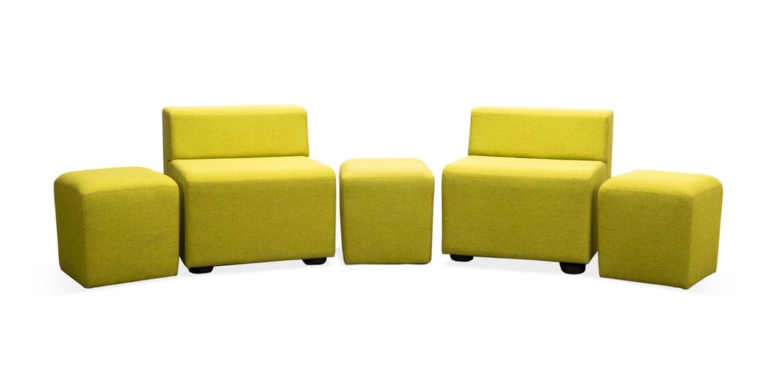 KNOLL GREEN 'K. LOUNGE' MODULAR SEATING GROUP, 5PC (1 of 8)