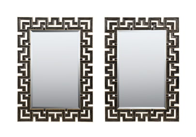 PAIR OF HARRISON & GIL HAND CARVED WALL MIRRORS