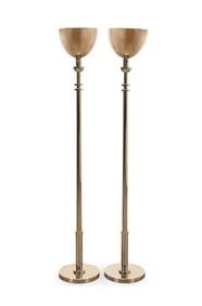 RALPH LAUREN, PAIR OF "LAYNE' CHROME TORCHIERES