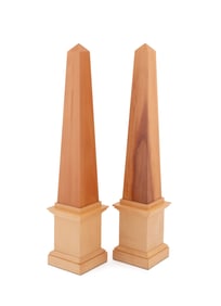 LINLEY, PAIR OF CHERRY AND SYCAMORE OBELISKS