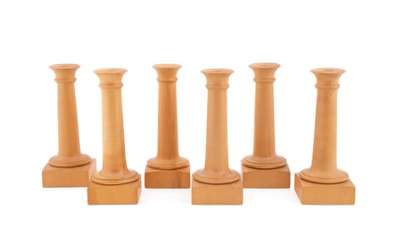 LINLEY, SET OF SIX COLUMN-FORM MAPLE CANDLESTICKS
