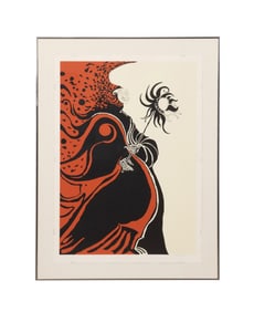 BEN SMITH 'RED SHAMAN' RED & BLACK LITHOGRAPH 1976