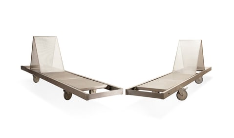 PAIR OF CUSTOM STAINLESS POOL LOUNGES