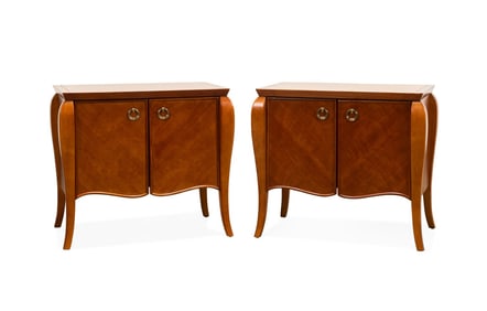 HICKORY WHITE, PAIR OF BOMBE-FORM CABINETS