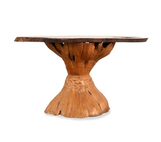 NATURAL ROOT CONSOLE TABLE WITH LIVE EDGE TOP