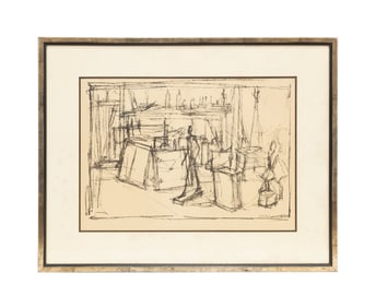 GIACOMETTI, MAN WALKING IN STUDIO LITHOGRAPH