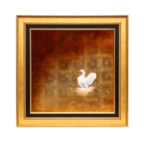 PATRICK GUYTON, SWAN, MIXED MEDIA ON METAL