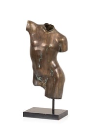 GRECO-ROMAN STYLE MALE TORSO BRONZE SCULPTURE