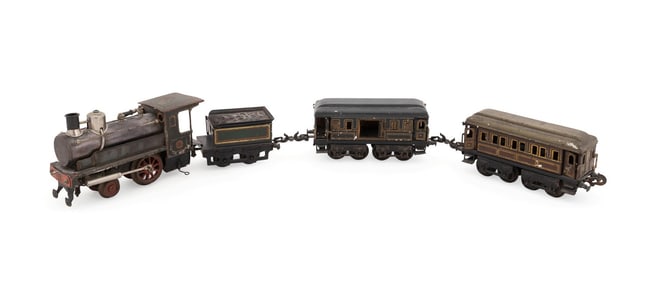 CARETTE 2-2-0 LOCOMOTIVE, COAL TENDER & 2 COACHES