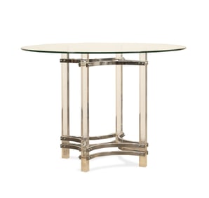 MANNER C.H. JONES GLASS TOP LUCITE & CHROME TABLE