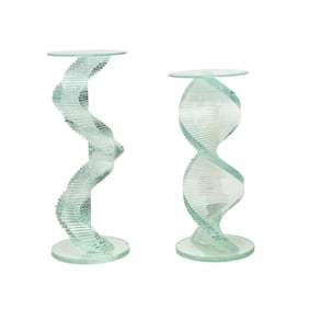 GAMBAROVETRI, PAIR OF GLASS SPIRAL PEDESTALS