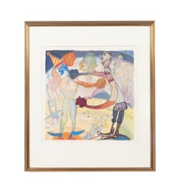 CHARLES KEIGER, 'BOXERS' FIGURAL WATERCOLOR, 1993