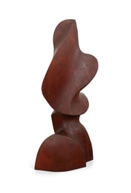 LEONARD CAVE, L. 20TH C. WOOD ABSTRACT SCULPTURE
