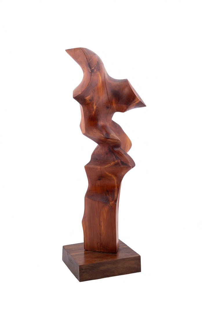LEONARD CAVE, WOOD FIGURAL ABSTRACT SCULPTURE (1 of 6)