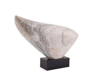 LARRY MOHR, MODERN ABSTRACT WHITE MARBLE SCULPTURE