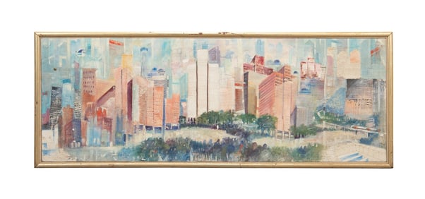 AMERICAN SCHOOL, 1986 ATLANTA SKYLINE SCENE O/C