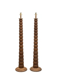 MANNER CHARLES DUDOUYT, PAIR OF WOODEN FLOOR LAMPS