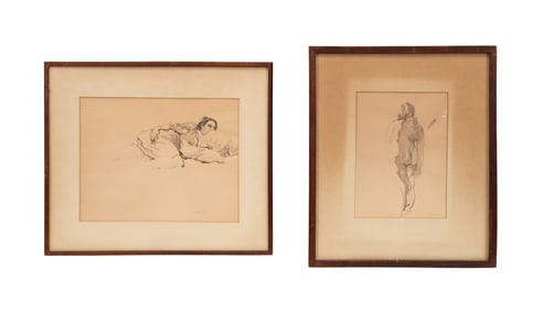 ROBERT HENRY, TWO FIGURAL STUDY WATERCOLORS, 1963