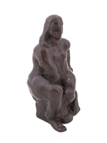 LEONARD SCHWARTZ, 20TH C. SEATED FIGURE BRONZE