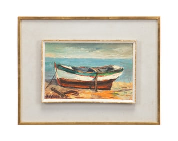 ROLAND COLLIARD, 'BOAT TO CONQUET BRITTANY' OIL