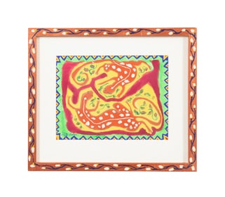 SARAH RAKES 'LIZARDS IN THE GARDEN" FOLK ART