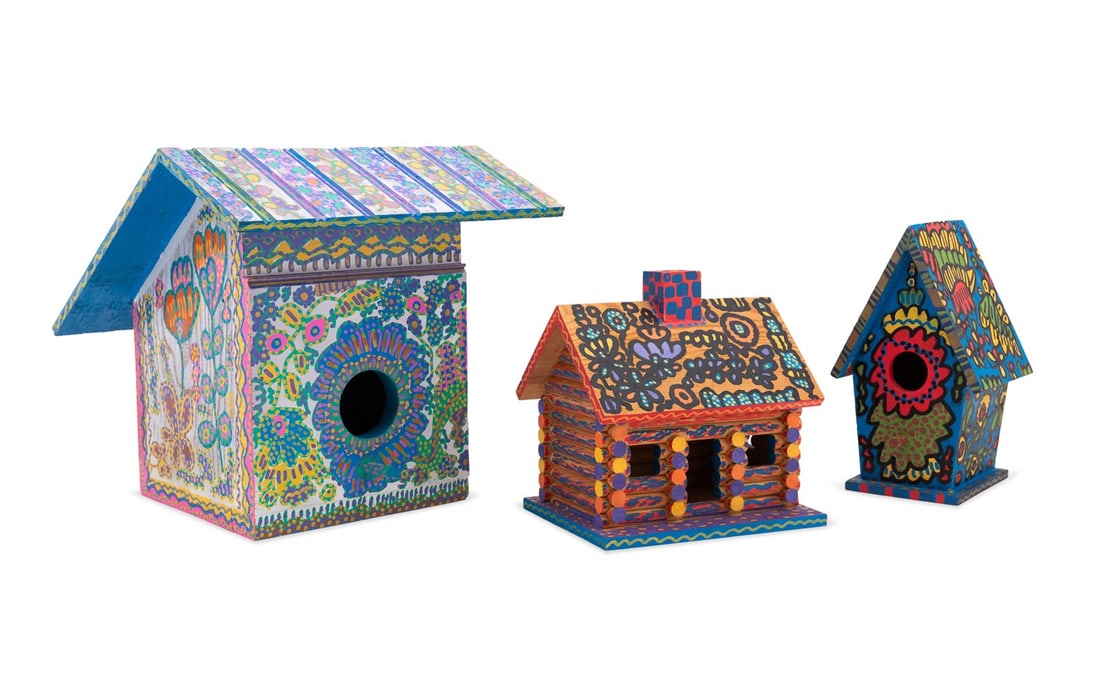 WALLACE KNOX WILKINSON, 3 HAND-PAINTED BIRDHOUSES (1 of 9)