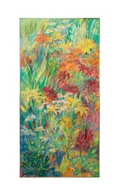 ASHLEY FREDERICK BRYAN, 96" GARDEN SCENE OIL