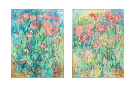 ASHLEY FREDERICK BRYAN, FLORAL DIPTYCH O/C