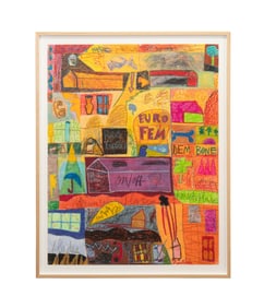 LAWRENCE PHILP, UNTITLED, LARGE FRAMED MM/P