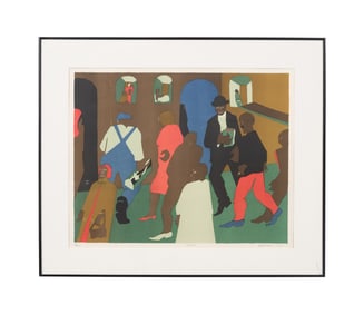 JACOB LAWRENCE 'WINDOWS' FIGURAL LITHOGRAPH, 1977