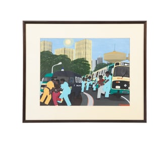ZEPHIRIN, POLICE VAN CITY SCENE, GOUACHE/PAPER
