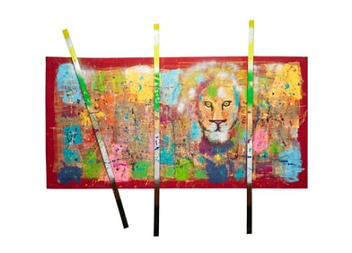 CECIL BERNARD, 'LION' MONUMENTAL LION A/C PAINTING