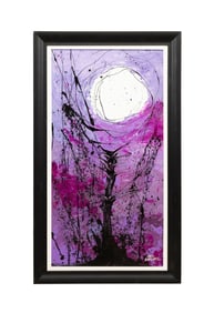 CECIL BERNARD, PURPLE & BLACK ACRYLIC ABSTRACT