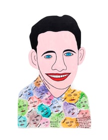 HOWARD FINSTER, MM SELF PORTRAIT ON WOOD, 1993