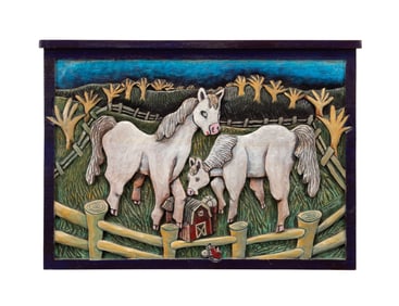 M. SHELLEY, TWO HORSES IN THEIR PLAYPEN, MM/W