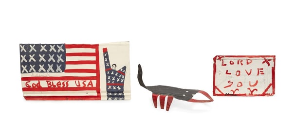 RA MILLER, THREE METAL FOLK ART PIECES