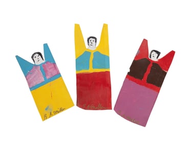 RA MILLER, THREE FOLK ART CUT OUT METAL ANGELS