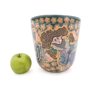 JANE PEISER, FIGURAL & FLORAL CERAMIC PLANTER